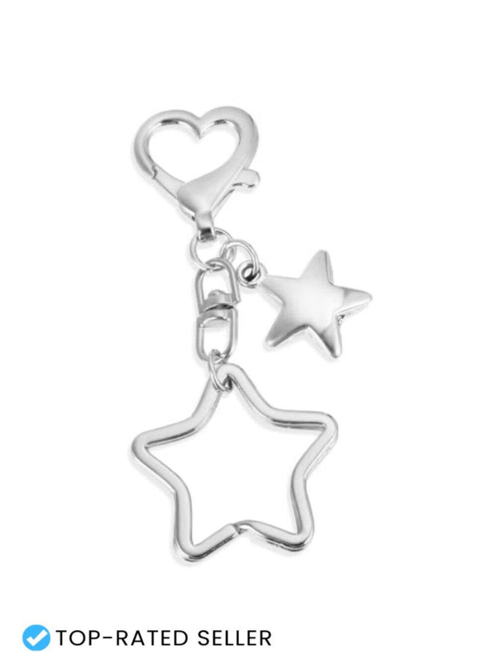 Mabor Silver Star Keychain Cute Y2k Kawaii Keyring Charm for Car Purse Bag